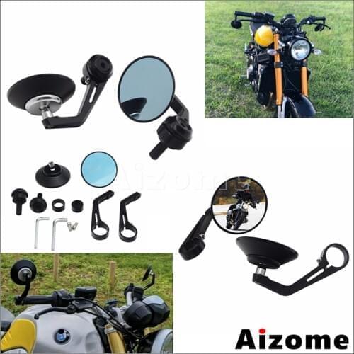 Universal 12mm Bolt Motorcycle Round Mirrors Handlebar Rearview Mirrors For BMW R nineT Scrambler Pure 9 Racer Urban F 800R HP4