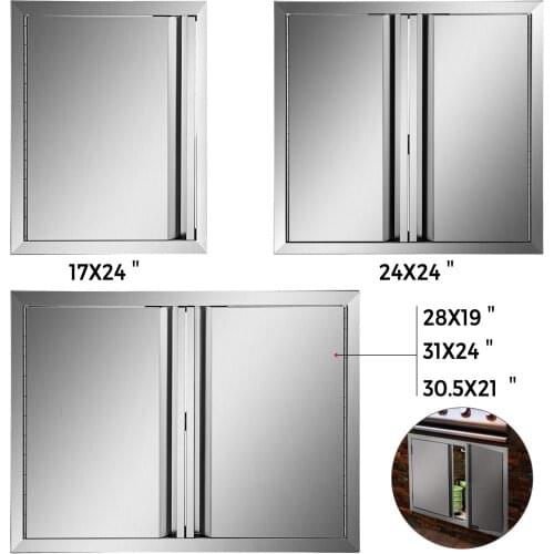 VEVOR BBQ Access Door Stainless Steel Double BBQ Doors with Recessed Handle for Outdoor Kitchen Grill Station Cabinet BBQ Island