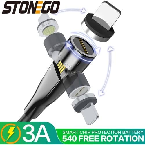 STONEGO 540° Rotating Charging Cable, 3A Magnetic USB Cables Fast Charging Data Sync Type-C / Micro USB Cable