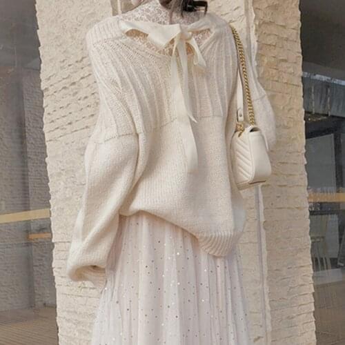 Women knitting sweater 2020 long sleeves curled O-neck collar female Short Casual Solid fashion pullover Ladies winter sweaters