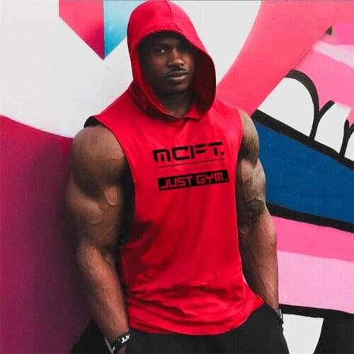 Running Hooded Vest Bodybuilding Stringer Clothing Gym Tank Top Men Muscle Shirt Fitness Hooded Shirt Cotton Summer Tops Tees