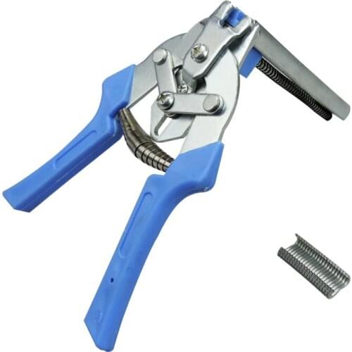 1Set Fastening Clamp Poultry Cage Installation Plier and 600 M Nails for Chicken Rabbit Fox Bird Dog Cage Clamp Installation Kit