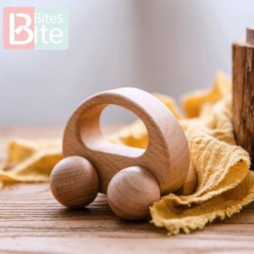 Bite Bites 1pc wood Car Wooden Teether Animal Car Ecofriendly Baby Crib Toy Wooden Baby Accessories Wooden Teether Toys