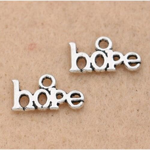 10pcs Hope Charm Pendant for Bracelet Necklace Tibetan Silver Plated Jewelry DIY Making Accessories 8x16mm