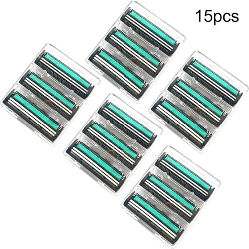 15Pcs Travel Set Handle Shaving Razor Replaceable Safety Razor Double Blades New