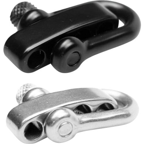 2 Pack U Flat Adjustable Shackle Buckle Clasp For Survival Paracord Bracelet Black & Silver