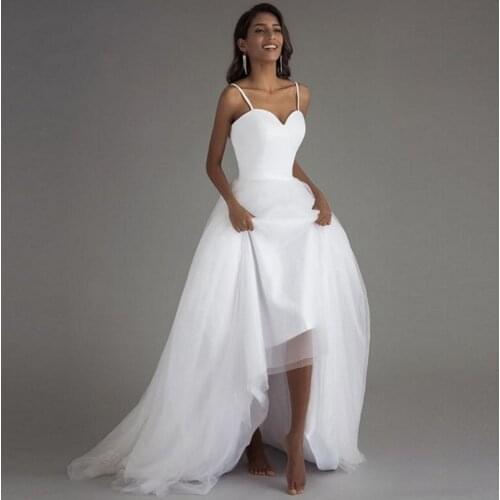 2021050 Simple Elegant Sleeveless Spaghetti straps A-Line Sweetheart Backless Wedding Gown Bride Dress Vestidos De Novia