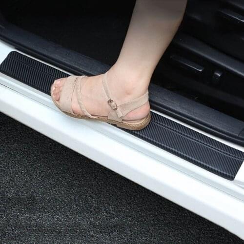4pcs/Set 3D Carbon Fiber Car Door Plate Sill Cover Sticker Panel High Quality Door Protector Stickers Easy To Install