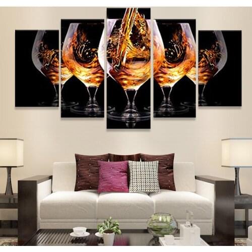5 Panels Are Now Canvas In the Living Room Wall Decoration Modern Wall Art Picture Canvas HD Print Art Painting Abstract Red win