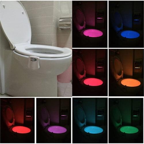 8 Colors Toilet Seat Light AAA Battery Powered With PIR Motion Sensor Smart Night Light For WC Toilet Seat Toilet Bowl Lighting