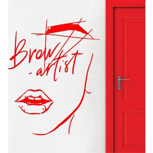 Abstract Girl Face Wall Stickers Bedroom Decor Eyelashes Makeup Brow Vinyl Wall Decal Beauty Salon Window Art Decoration Z554