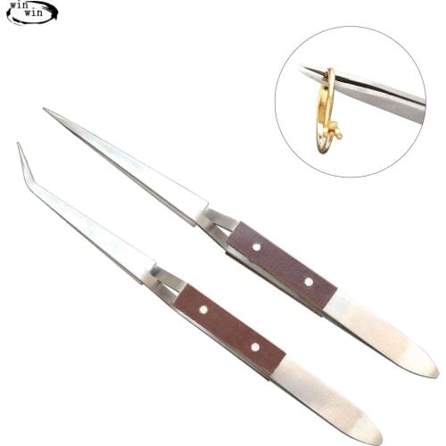 WINWIN Stainless Steel Long Straight / bent Forceps Tweezers Gold tools Jewelry tools Eye Brow Clips Makeup