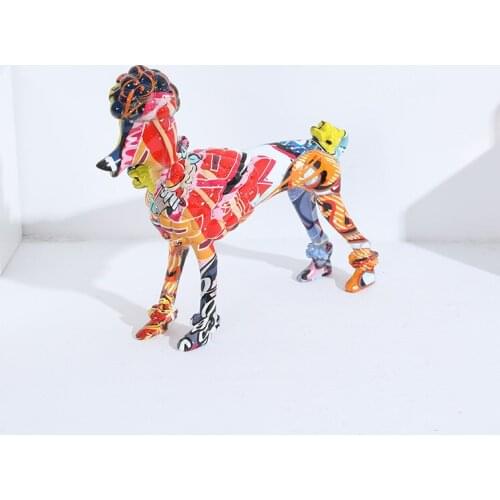 Home Decoration Colourful Poodle Creative Ornaments Home Living Room Decoration Abstract Resin Handmade Sculpture Home Decor
