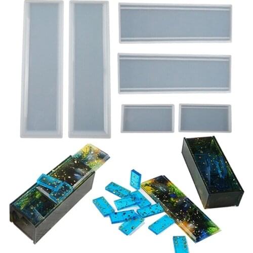 Dominoes Epoxy Resin Mold Dominoes Storage Box Jewelry Case Holder Casting Silicone Mould DIY Crafts Jewelry Domino Tiles Mold