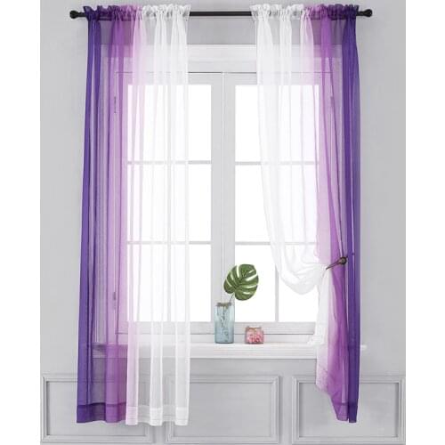 Living Room Gradient All-match Curtain Gauze Screens Tulle Bay Window Translucent Partition Transparent Curtains For Bedroom