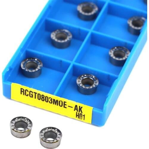 10pcs RCGT0803MO-AK RCGT10T3MO-AK RCGT1204MO-AK H01 high grade Carbide CNC lathe turning insert suitable for processing aluminum