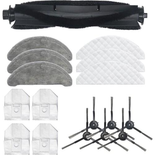 HOT！-17Pcs for Roidmi EVE Plus Vacuum Cleaner Main Brush Side Brush Dust Bag Mop Cloth Disposable Cloth Replacement Parts