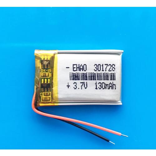 3.7V 130mAh 301728 Lithium polymer lipo rechargeable battery for MP3 GPS bluetooth speaker headset headphone camera