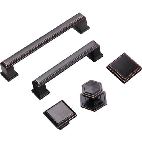 Matte Black Cabinet Handles Solid Zinc Alloy Kitchen Cupboard Pulls Drawer Knobs Furniture Handle Drawer Single Knobs