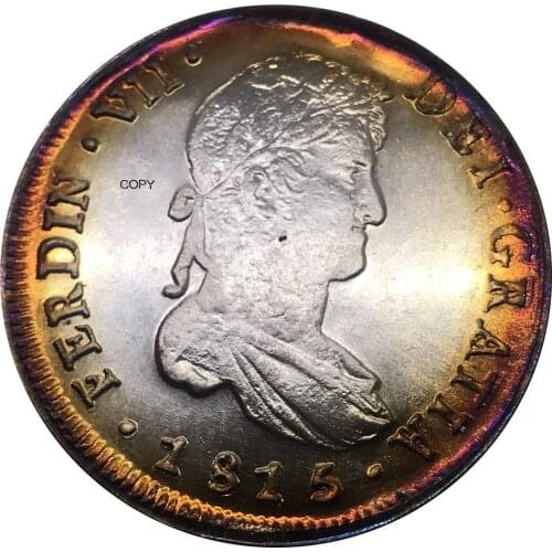 Mexico 1815 War Of Lndependence Chile 8 Reales Cupronickel Plated Silver Metal Coin Souvenir Gift Collectible Coins