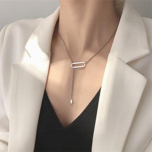 Fashion Lady Silver 925 Necklace Jewelry Female Simple Luxury Geometric Clavicle Necklace For Women Choker Accessories Charm