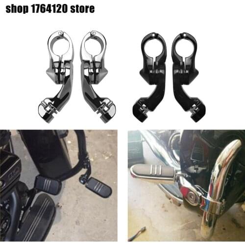 Motorcycle Black/Chrome 1.25" Adjustable Highway Short Angled Foot Peg Mount Kit For Harley For Honda For Kawasaki For Honda