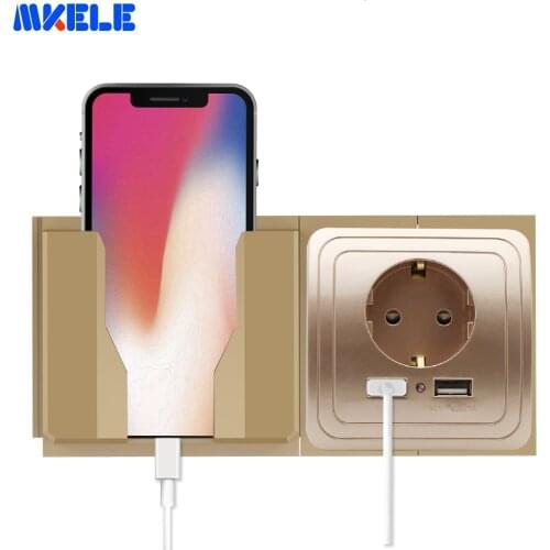 Wall cellphone holder stand socket paste charge support rack shelf durable socket phone mount holder Home Charging Storage Box