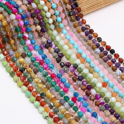 Natural stone semi-precious stone faceted round beaded multi-color jewelry can be used for DIY necklace bracelet jewelry making
