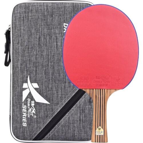 New Double Fish 7 layers Carbon Table Tennis Racket Pingpong Paddles Racquet Bat DK 6 Flared Long Handle With Polish Texture Bag