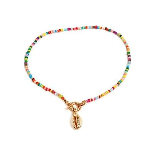2020 New Arrival Handmad String Super Light Mix Colourful Beaded Bohemian Clavicle Necklace Fashion Shell Pendnat