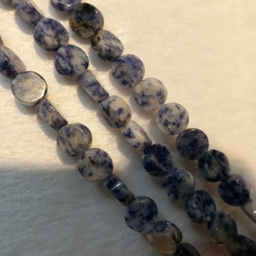 Wholesale 80pcs Flat Round Sodalite Fluorite Natural Stone Loose Beads Accessories For Jewelry Making DIY Bracelet Necklace Free