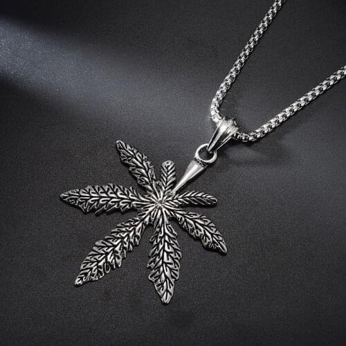 Punk Leaf best friend pendant necklaces for men women stainless steel long necklace hip hop jewelry dropshipping