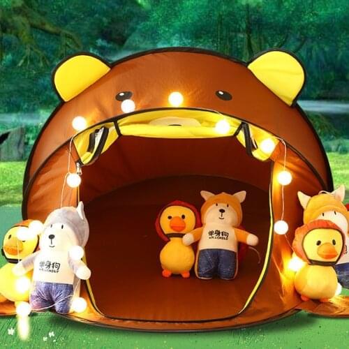 Kids CampingTent Portable Foldable Tiger Childrens Play Tent Cute Cartoon Animal Indoor Tent for Kids Toys for Boys Girls Gift