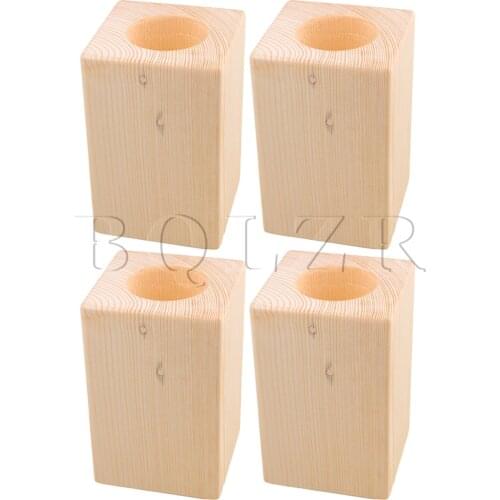4x BQLZR 13.5x8.5x8.5cm Wood Table Desk Bed Riser Lift Furniture Lifter Storage for 5CM Dia Round Feet Up to 10CM Lift