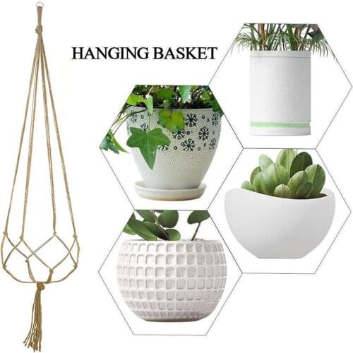 1pc Hanging Baskets Plant Hanger Flower Pot Cotton Rope Countyard Net Plant Indoor Bag Garden Holder Home Plant Decoration M8L7