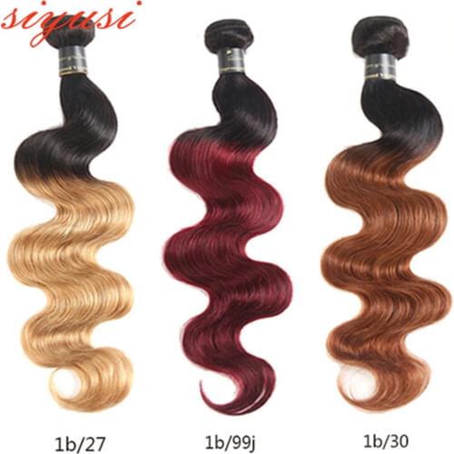 Ombre 1B/30 Brown Human Hair Bundles1B/27 Honey Blonde Peruvian Body Wave Hair Weave 100% Human Hair Extensions 1/3/4 Bundles