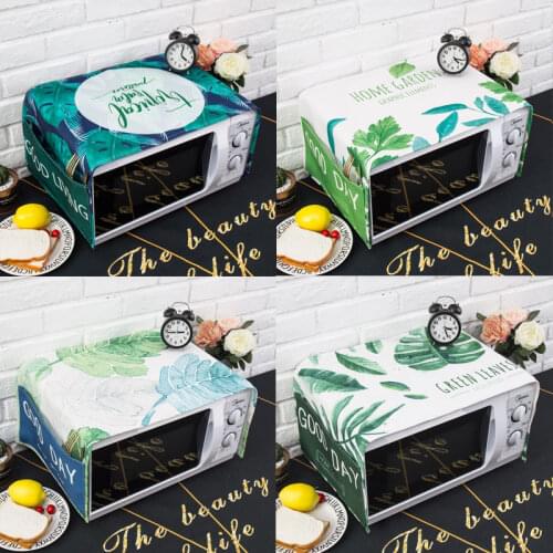 Nordic style Cotton and hemp green leaf Microwave oven dust cover Cobertura para beterraba Cubierta de polvo para horno