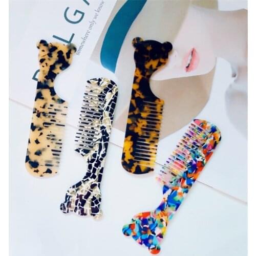 New Cartoon Acetate Marble Pattern Cute Anti Static Comb Portable Small Comb Hair Styling Tool Hot Sale
