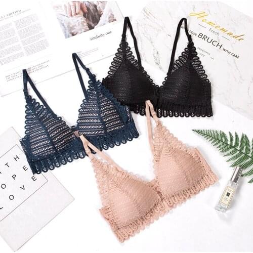 Sexy Lace Wireless Front Closure Bra Women Sexy Lingerie Comfort Push Up Girl Bralette Underwear Adjusted Female BH Brassiere