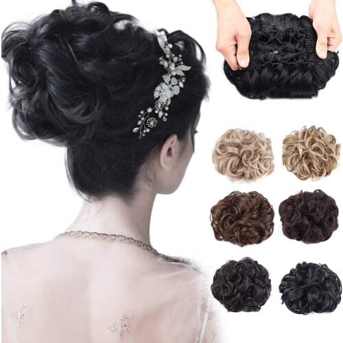 Synthetic Chignon Messy Scrunchies Elastic Band Hair Bun Straight Updo Hairpiece High Temperture Fiber Natural Fake Hair