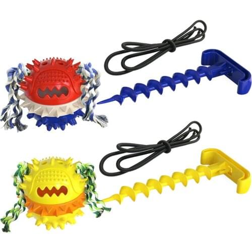 Dog Molar Teething Toy Bite Resistant Elastic Pet Sounding Ball Toy Outdoor Strong Teeth Training Pulling Ball Tug-of-war Toy