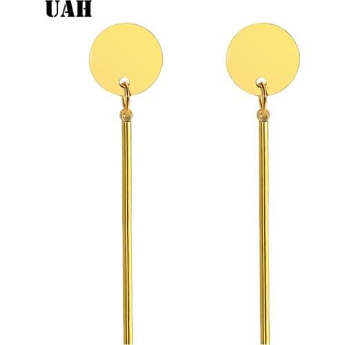 UAH 2019 Trendy Korea Design Metal Gold Geometric Irregular Circle Bar Stud Earrings for Women Girl Gift