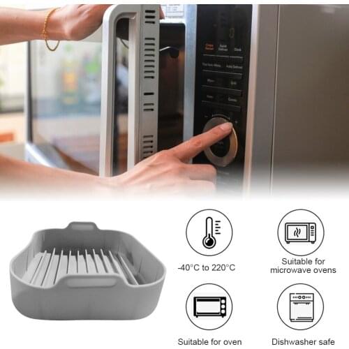 Universal Silicone Grill Pan Thickened Square Tray With Handle Home Baking Microwave Oven Non-stick Accessories Air Fryer