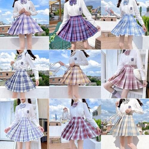 2021New School Girl Uniform Sexy Pleated Skirts Japanese School Uniform High Waist Plaid Skirt Harajuku JK Uniforms for Woman