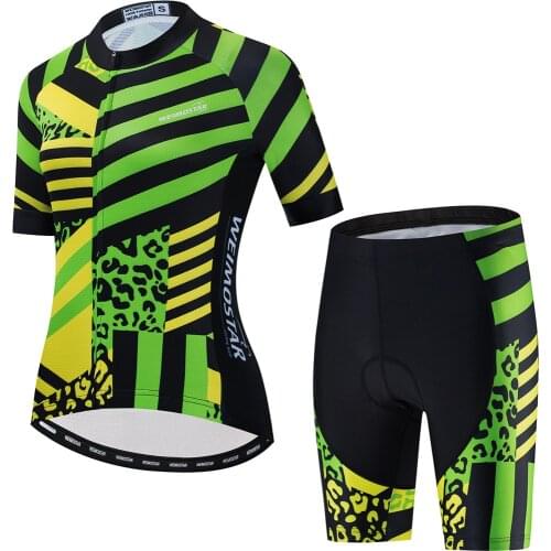 Weimostar Stripe Women Cycling Clothing Suit Summer Pro Bike Clothes Anti-UV Cycling Jersey Set Mountain Bicycle Clothing Female