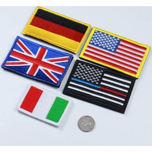 USA UK Germany Country France National Flag Badge Embroidery Patch Hook & loop Sewing Fabric DIY Applique Army Military