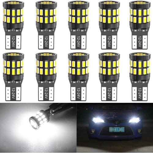Katur 10pcs Auto T10 W5W Led Indoor Light Reading Lamps Dome Glove Box Super Bright 12/24V License Plate Light Canbus Error Free