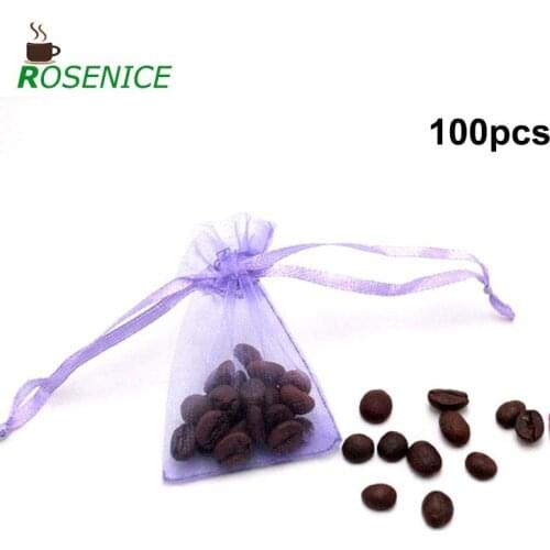 100 pcs Organza Bags Transparent Lavender Pouch Candy Bags Gauze Bag for Birthday