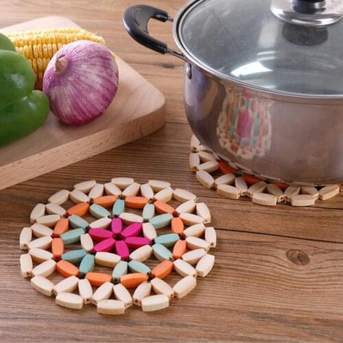 15cm Desk Table Mats Round Bamboo Place Mat Insulation Pads Against Hot Coasters Wooden Pot Cup Mat Kitchen Accessories 45gC