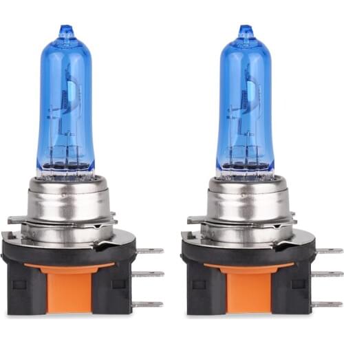 2Pcs H15 12V 15/55W Hi/Lo Beam Car Headlight Halogen Lamp Super White 6000K Driving Lamp dark blue glass H15 55W Head light
